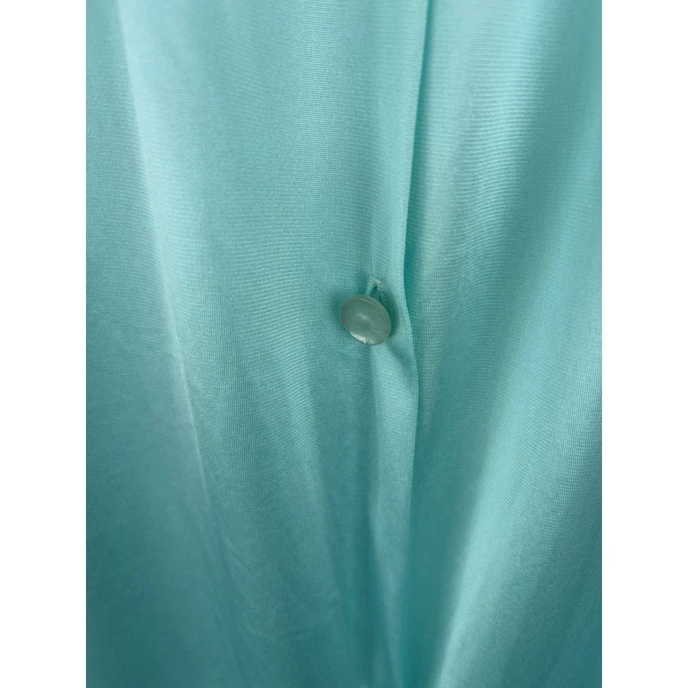 Vintage Lorraine Nightgown Robe Womens Small Button Mint Green Satin USA